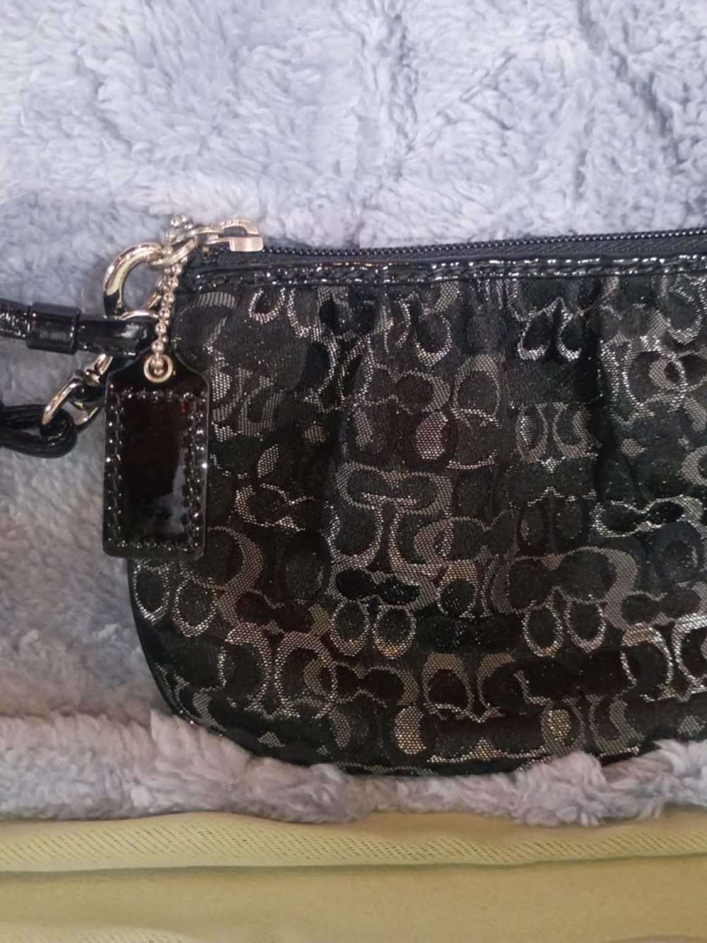 Black Signature Pattern Wristlet Clutch